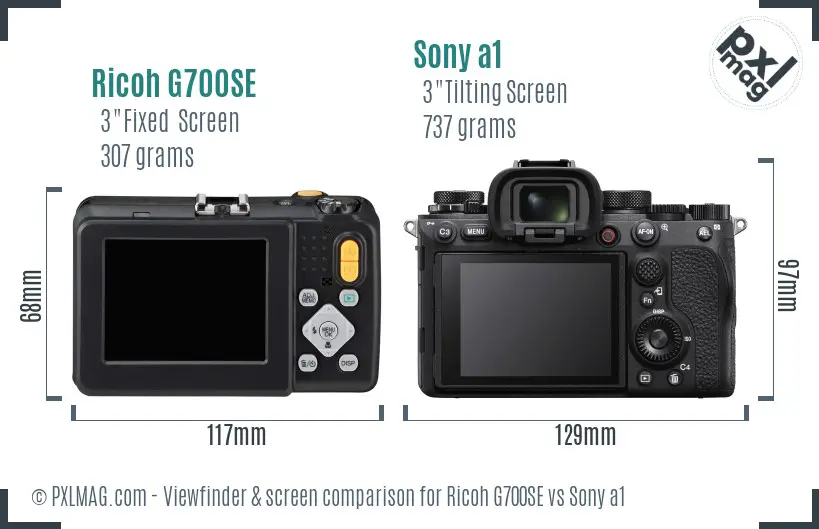 Ricoh G700SE vs Sony a1 Screen and Viewfinder comparison