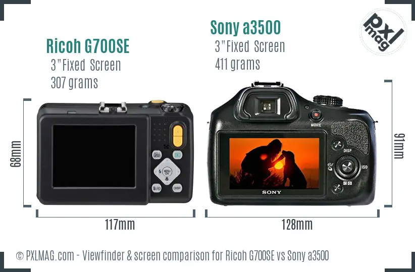 Ricoh G700SE vs Sony a3500 Screen and Viewfinder comparison
