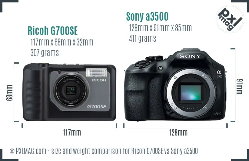 Ricoh G700SE vs Sony a3500 size comparison