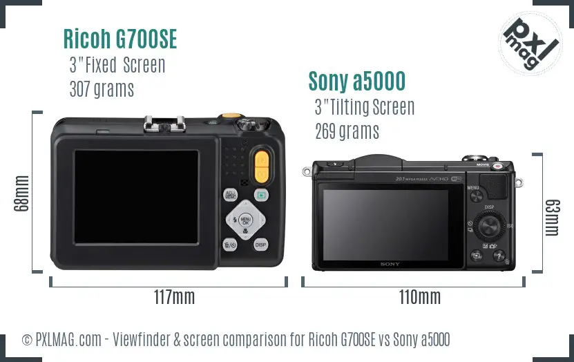 Ricoh G700SE vs Sony a5000 Screen and Viewfinder comparison
