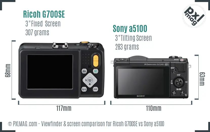 Ricoh G700SE vs Sony a5100 Screen and Viewfinder comparison