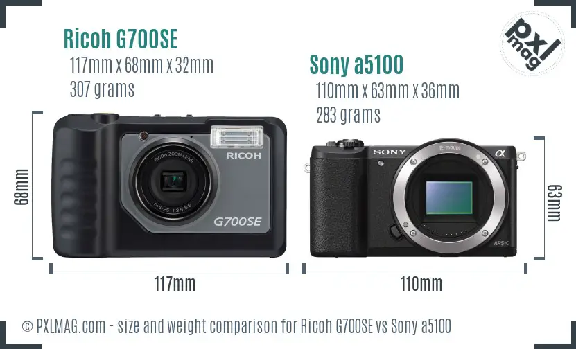 Ricoh G700SE vs Sony a5100 size comparison