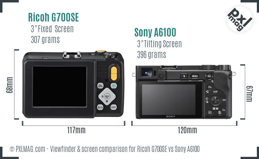 Ricoh G700SE vs Sony A6100 Screen and Viewfinder comparison