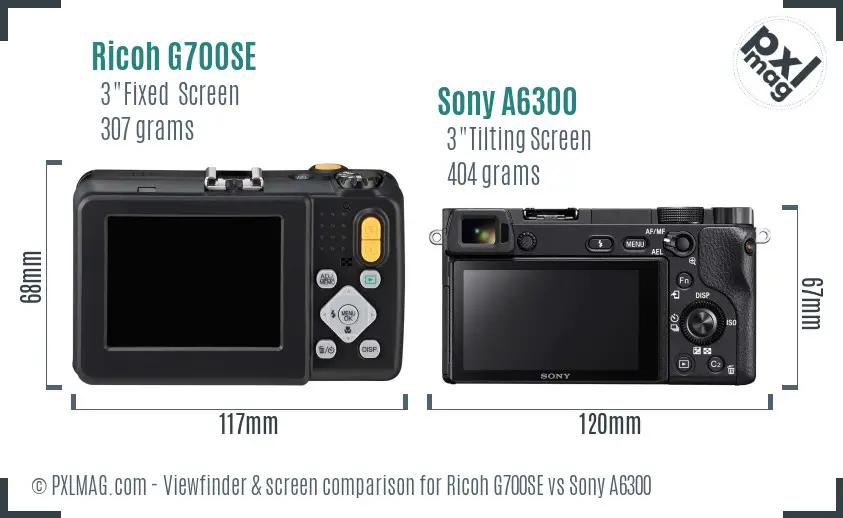 Ricoh G700SE vs Sony A6300 Screen and Viewfinder comparison