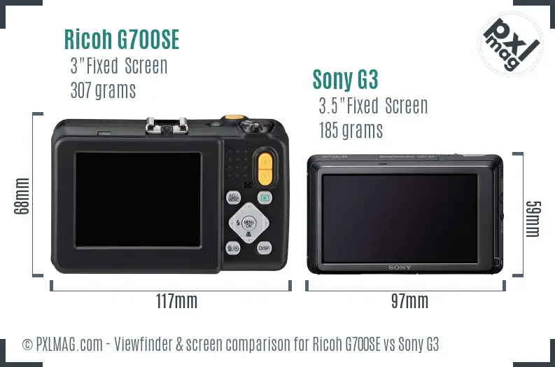 Ricoh G700SE vs Sony G3 Screen and Viewfinder comparison