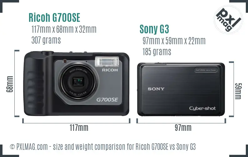 Ricoh G700SE vs Sony G3 size comparison