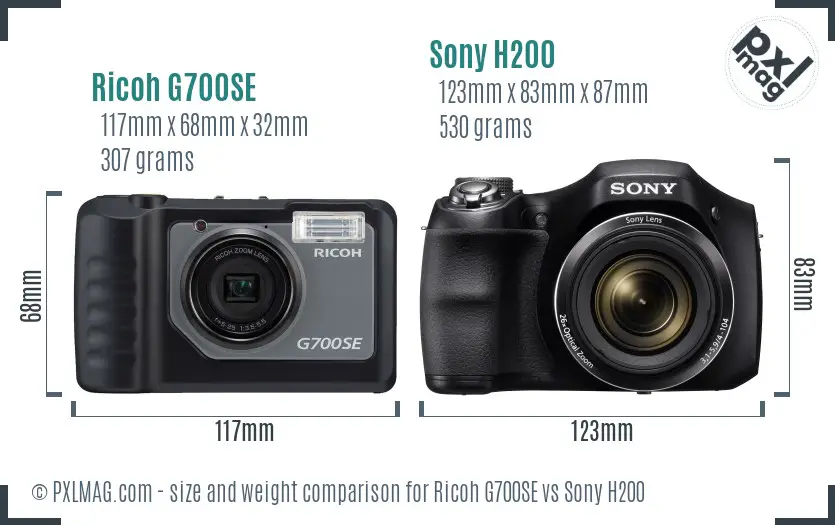 Ricoh G700SE vs Sony H200 size comparison
