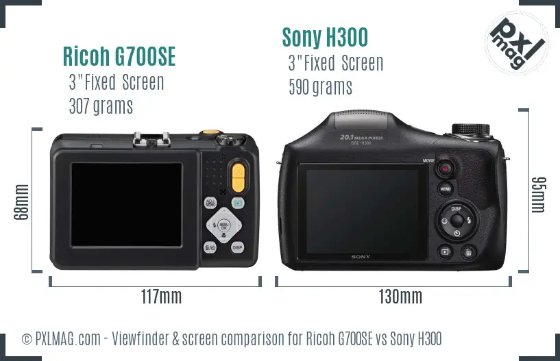 Ricoh G700SE vs Sony H300 Screen and Viewfinder comparison