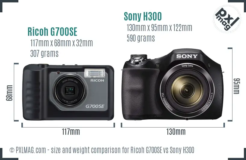 Ricoh G700SE vs Sony H300 size comparison