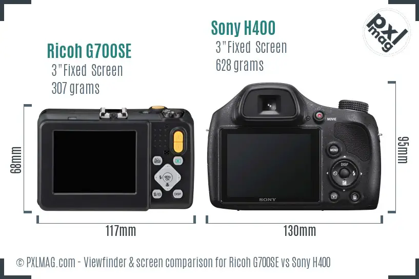 Ricoh G700SE vs Sony H400 Screen and Viewfinder comparison