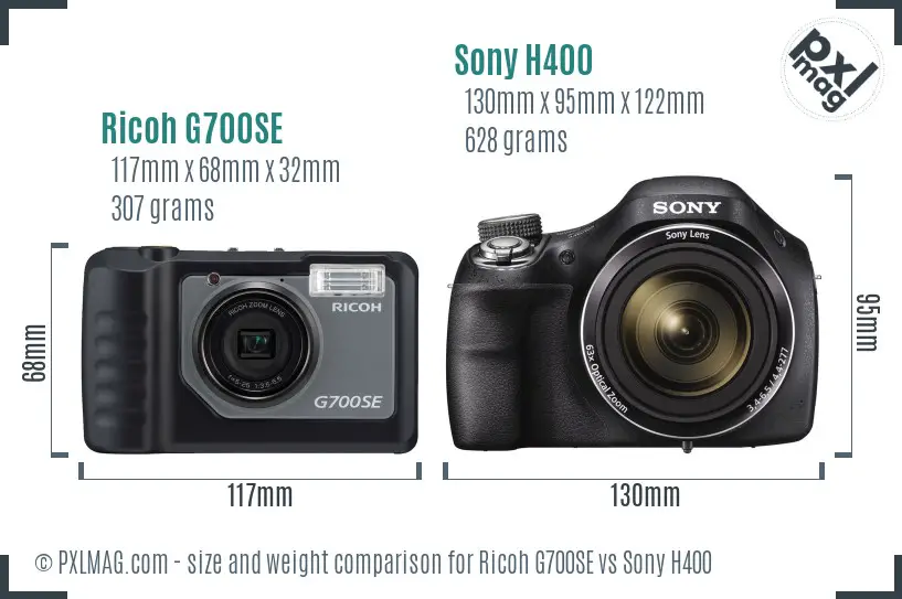 Ricoh G700SE vs Sony H400 size comparison