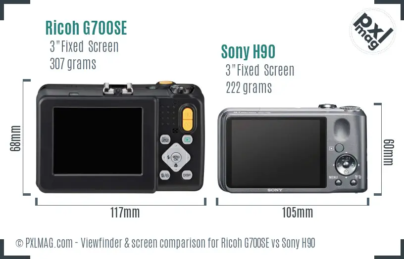 Ricoh G700SE vs Sony H90 Screen and Viewfinder comparison