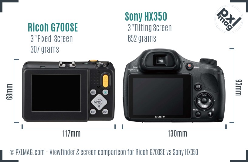Ricoh G700SE vs Sony HX350 Screen and Viewfinder comparison