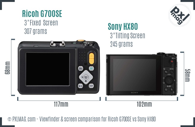 Ricoh G700SE vs Sony HX80 Screen and Viewfinder comparison