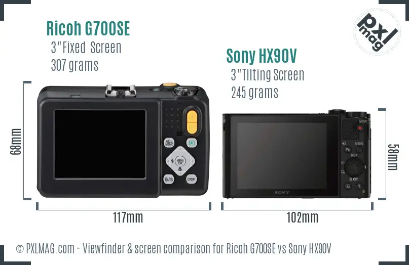 Ricoh G700SE vs Sony HX90V Screen and Viewfinder comparison