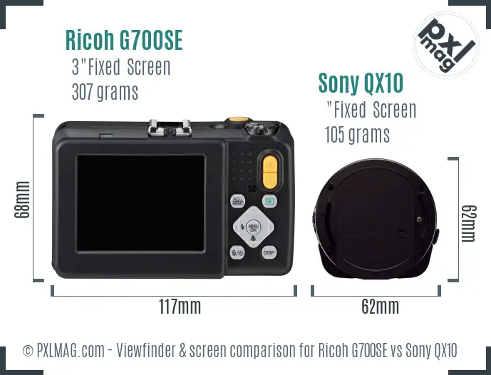 Ricoh G700SE vs Sony QX10 Screen and Viewfinder comparison