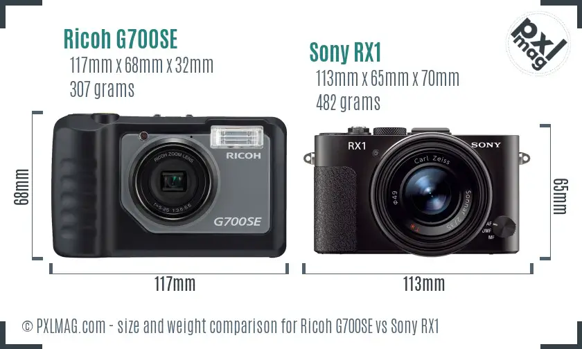 Ricoh G700SE vs Sony RX1 size comparison