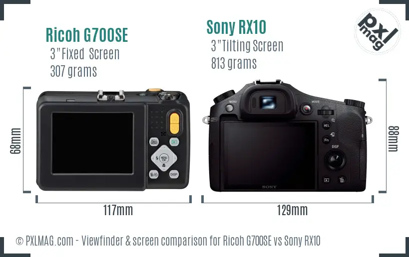 Ricoh G700SE vs Sony RX10 Screen and Viewfinder comparison