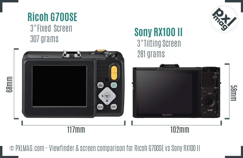 Ricoh G700SE vs Sony RX100 II Screen and Viewfinder comparison
