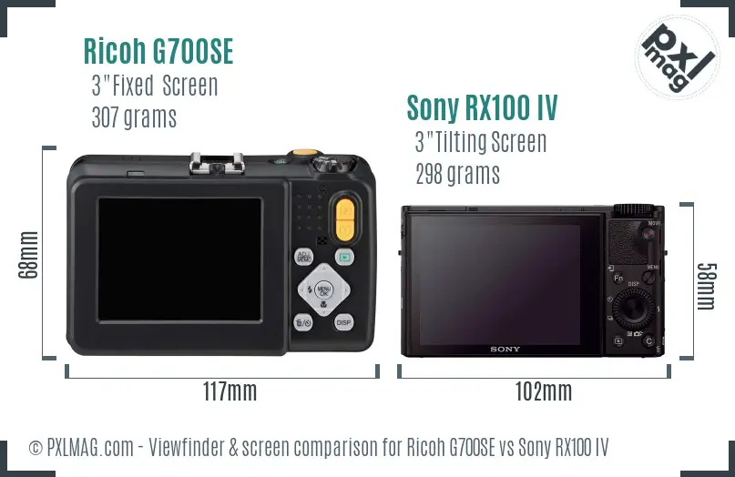 Ricoh G700SE vs Sony RX100 IV Screen and Viewfinder comparison