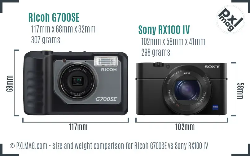 Ricoh G700SE vs Sony RX100 IV size comparison
