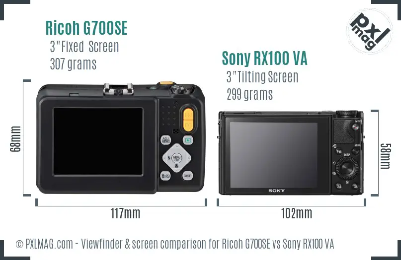 Ricoh G700SE vs Sony RX100 VA Screen and Viewfinder comparison