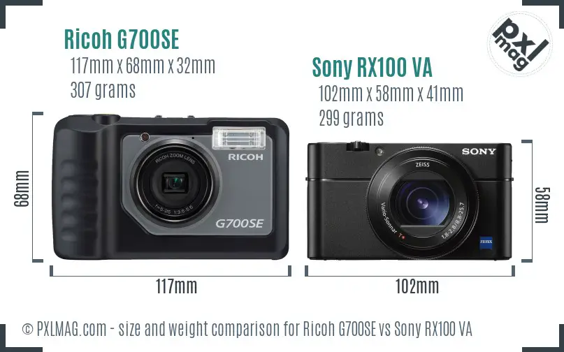 Ricoh G700SE vs Sony RX100 VA size comparison