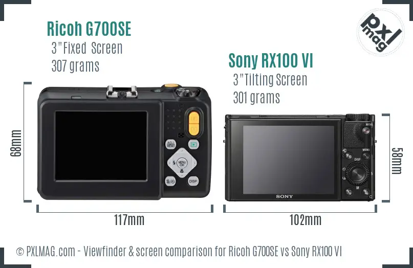 Ricoh G700SE vs Sony RX100 VI Screen and Viewfinder comparison