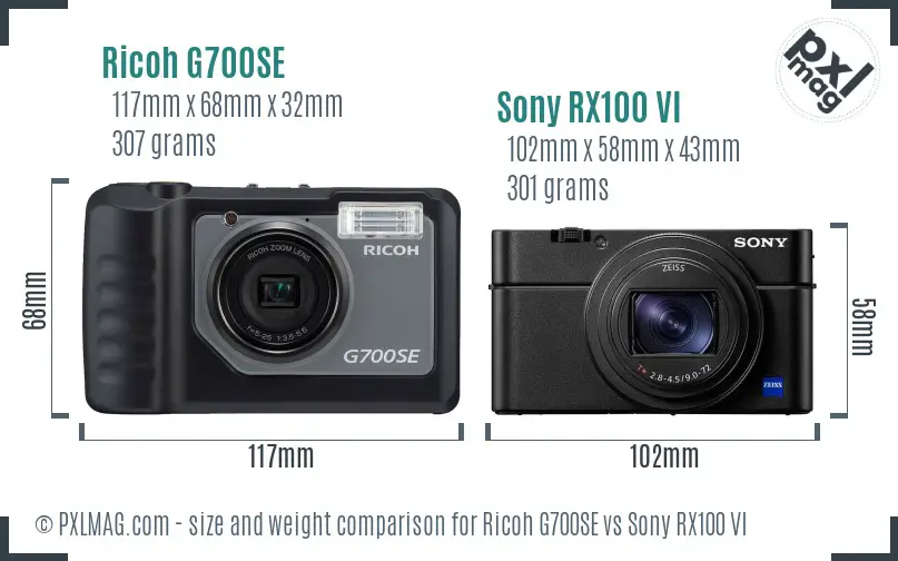 Ricoh G700SE vs Sony RX100 VI size comparison