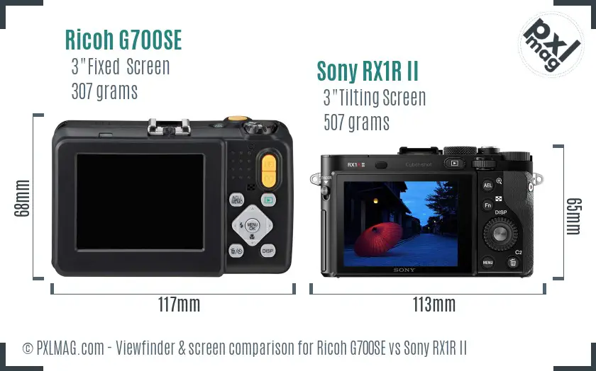 Ricoh G700SE vs Sony RX1R II Screen and Viewfinder comparison