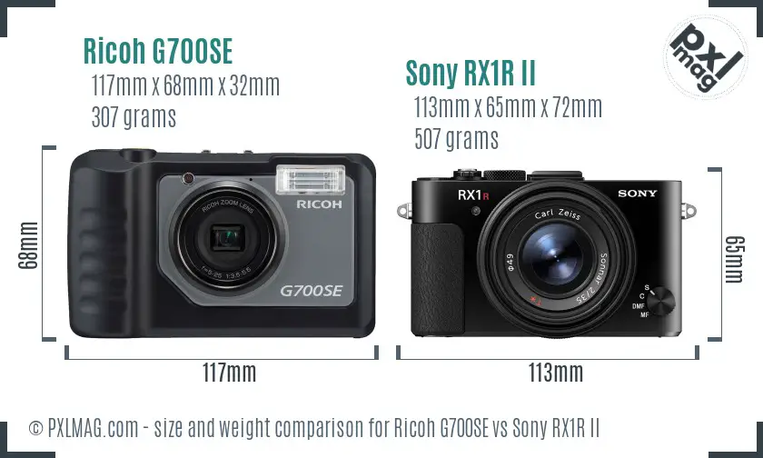 Ricoh G700SE vs Sony RX1R II size comparison