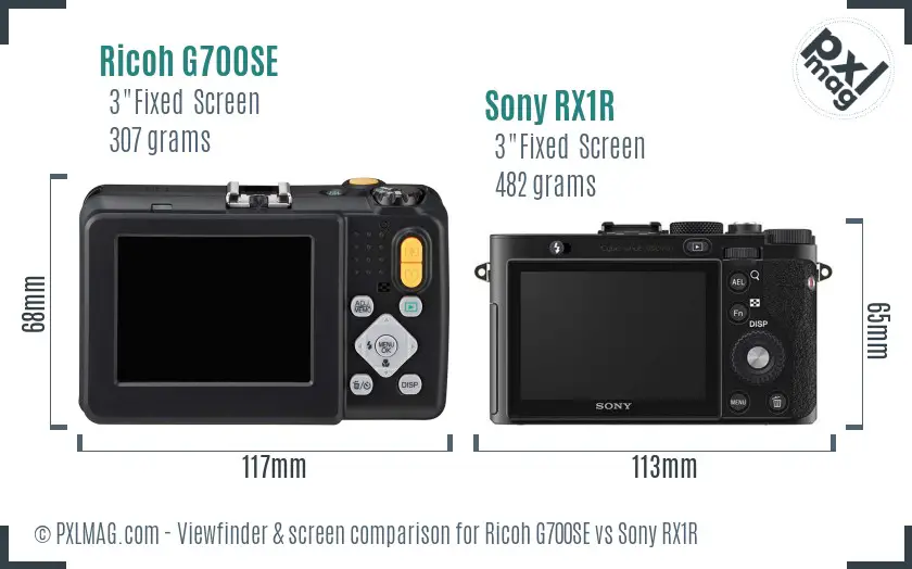 Ricoh G700SE vs Sony RX1R Screen and Viewfinder comparison