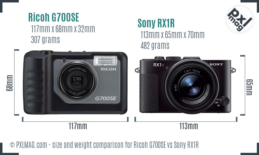 Ricoh G700SE vs Sony RX1R size comparison