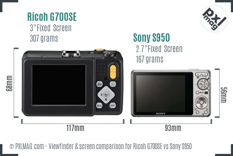 Ricoh G700SE vs Sony S950 Screen and Viewfinder comparison