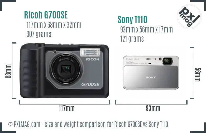 Ricoh G700SE vs Sony T110 size comparison