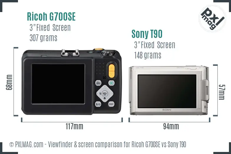 Ricoh G700SE vs Sony T90 Screen and Viewfinder comparison