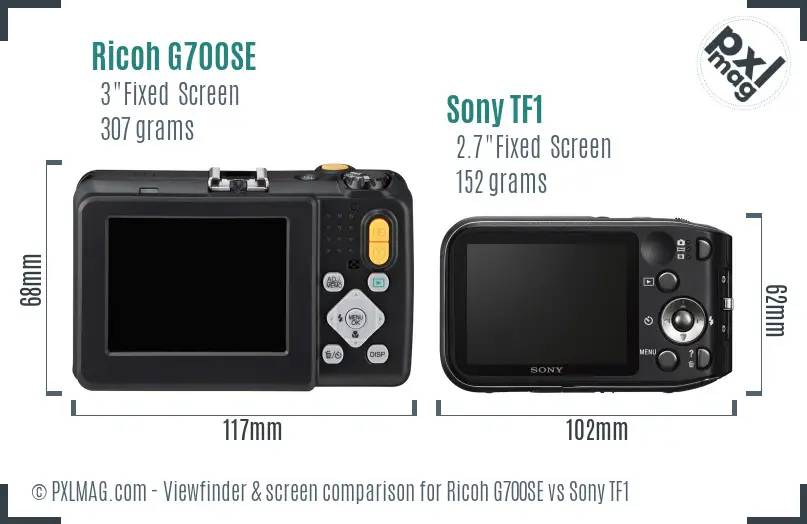 Ricoh G700SE vs Sony TF1 Screen and Viewfinder comparison