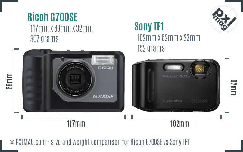 Ricoh G700SE vs Sony TF1 size comparison