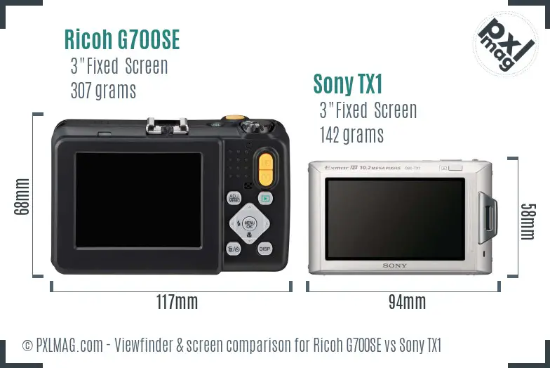 Ricoh G700SE vs Sony TX1 Screen and Viewfinder comparison