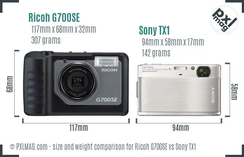 Ricoh G700SE vs Sony TX1 size comparison