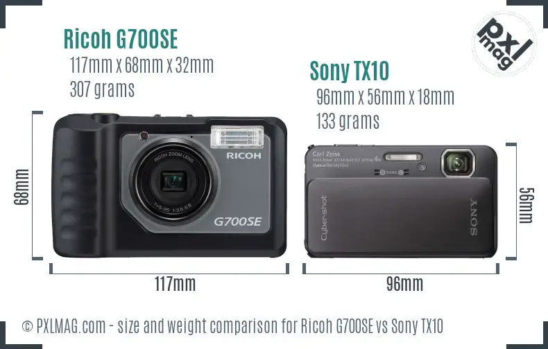 Ricoh G700SE vs Sony TX10 size comparison