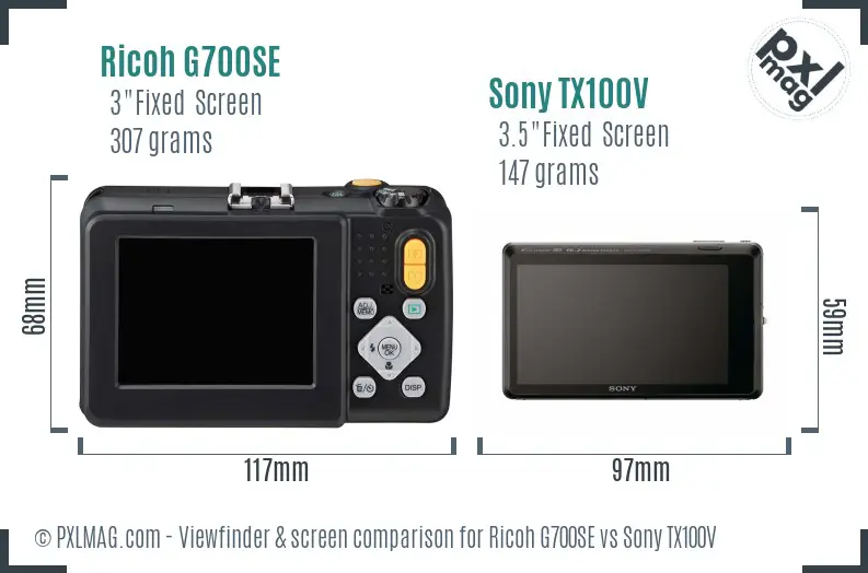 Ricoh G700SE vs Sony TX100V Screen and Viewfinder comparison