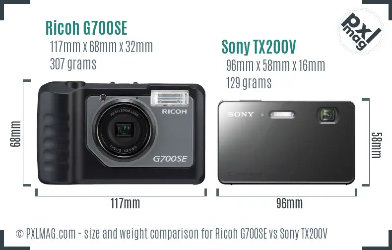 Ricoh G700SE vs Sony TX200V size comparison