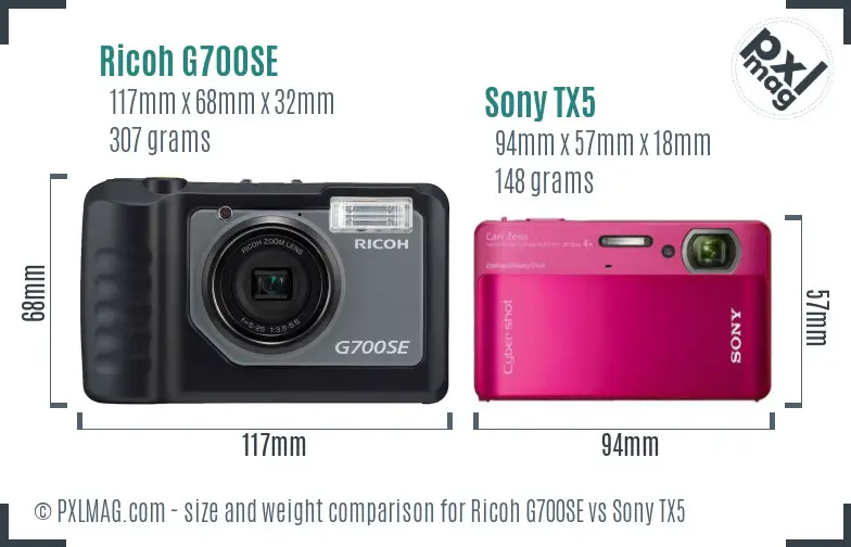 Ricoh G700SE vs Sony TX5 size comparison
