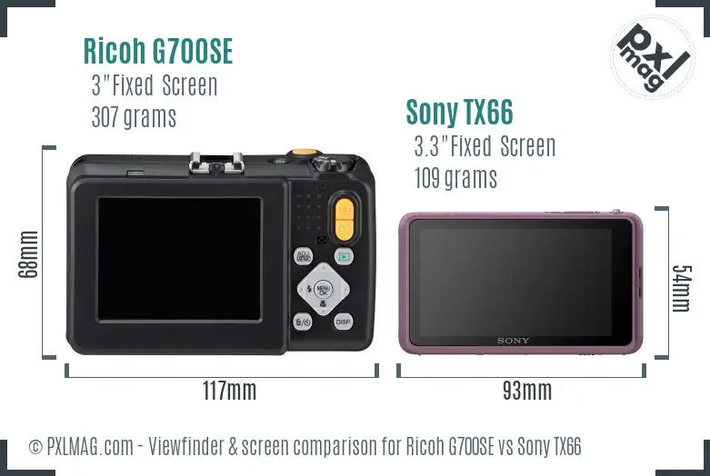 Ricoh G700SE vs Sony TX66 Screen and Viewfinder comparison