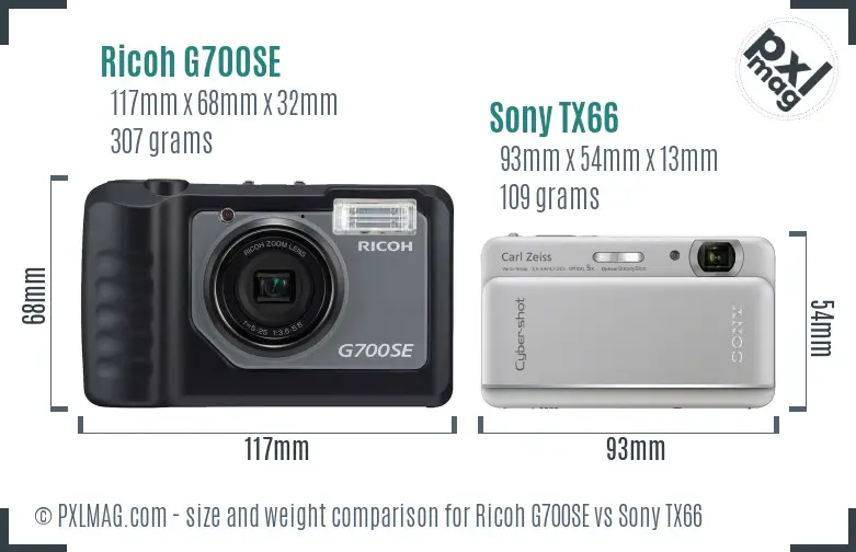 Ricoh G700SE vs Sony TX66 size comparison
