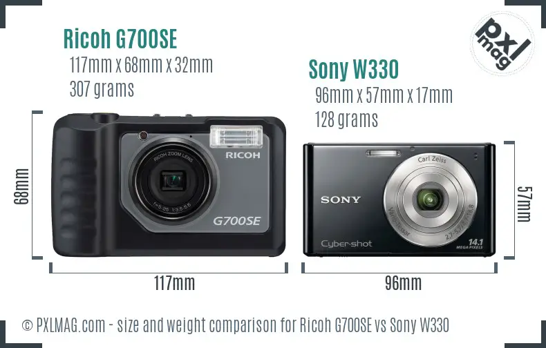 Ricoh G700SE vs Sony W330 size comparison