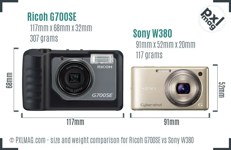 Ricoh G700SE vs Sony W380 size comparison