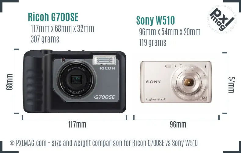Ricoh G700SE vs Sony W510 size comparison