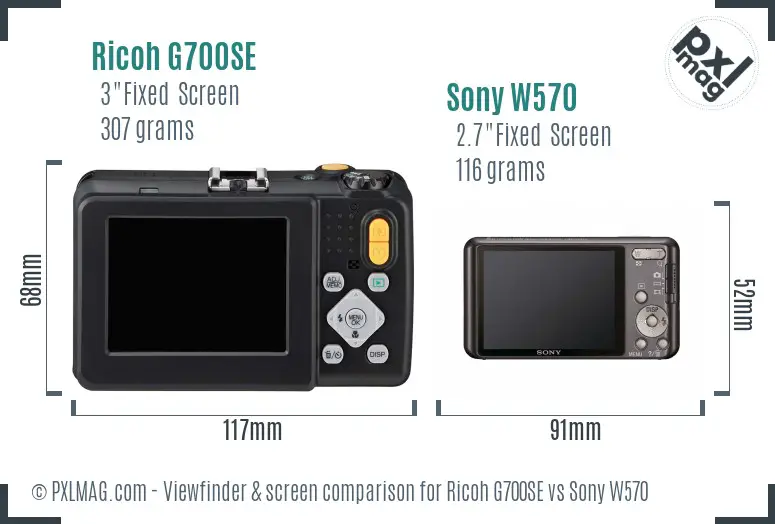 Ricoh G700SE vs Sony W570 Screen and Viewfinder comparison
